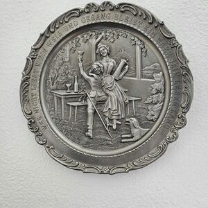 Vintage German Martin Luther Embossed Pewter Wall‎ Gallery  Plate